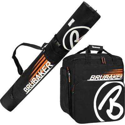 BRUBAKER Set de Ski ‘Champion’ Housse à Skis et Sac à Chaussures de Ski pour 1 Paire de Skis + Bâtons + Chaussures + Casque 170 cm Noir/Orange - Publicité BRUBAKER Set de Ski ‘Champion’ Housse à Skis et Sac à Chaussures de Ski pour 1 Paire de Skis + Bâtons + Chaussures + Casque 170 cm Noir/Orange - Publicité