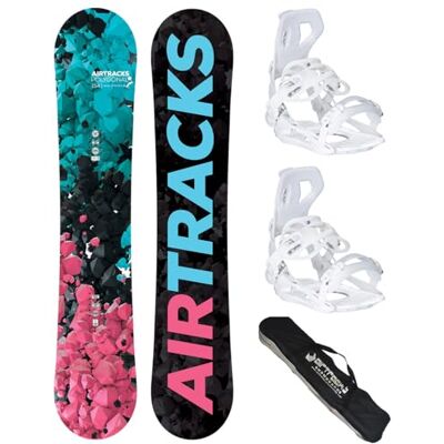AIRTRACKS Snowboard Set/Pack/Planche Polygonal Femme+Fixations Master FASTEC W+SB Sac/Neuf - Publicité AIRTRACKS Snowboard Set/Pack/Planche Polygonal Femme+Fixations Master FASTEC W+SB Sac/Neuf - Publicité