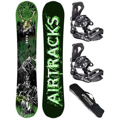 AIRTRACKS Snowboard Set/Pack/Planche Forest King Carbon Wide Hybrid Rocker + Fixations Star ou Master + SB Sac / 153 156 160 cm - Publicité AIRTRACKS Snowboard Set/Pack/Planche Forest King Carbon Wide Hybrid Rocker + Fixations Star ou Master + SB Sac / 153 156 160 cm - Publicité