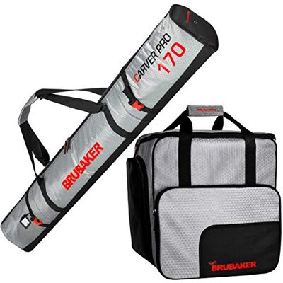 BRUBAKER Set de Ski 'CarverTec Pro' Housse à Skis & Sac à Chaussures de Ski 170 cm Argenté/Rouge - Publicité BRUBAKER Set de Ski 'CarverTec Pro' Housse à Skis & Sac à Chaussures de Ski 170 cm Argenté/Rouge - Publicité