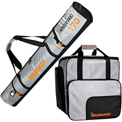 BRUBAKER Set de Ski 'CarverTec Pro' Housse à Skis & Sac à Chaussures de Ski 170 cm Argenté/Orange - Publicité BRUBAKER Set de Ski 'CarverTec Pro' Housse à Skis & Sac à Chaussures de Ski 170 cm Argenté/Orange - Publicité