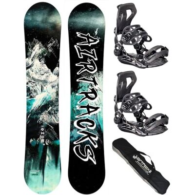 AIRTRACKS Snowboard Set/Pack/Planche Under Wide Zero Rocker + Fixations Master + SB Sac / 156 159 163 165 cm - Publicité AIRTRACKS Snowboard Set/Pack/Planche Under Wide Zero Rocker + Fixations Master + SB Sac / 156 159 163 165 cm - Publicité