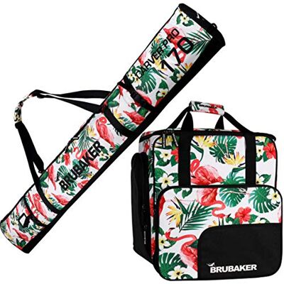 BRUBAKER Set de Ski 'CarverSpotlight' Housse à Skis & Sac à Chaussures de Ski pour 1 Paire de Skis + Bâtons + Chaussures + Casque 170 cm Flamants - Publicité BRUBAKER Set de Ski 'CarverSpotlight' Housse à Skis & Sac à Chaussures de Ski pour 1 Paire de Skis + Bâtons + Chaussures + Casque 170 cm Flamants - Publicité