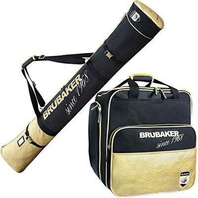 BRUBAKER Set de Ski 'Saint-Moritz' Sac à Chaussures de Ski & Housse à Skis pour 1 Paire de Skis, bâtons, Bottes & Casque 170 cm ou 190 cm Noir/Doré - Publicité BRUBAKER Set de Ski 'Saint-Moritz' Sac à Chaussures de Ski & Housse à Skis pour 1 Paire de Skis, bâtons, Bottes & Casque 170 cm ou 190 cm Noir/Doré - Publicité