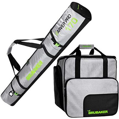 BRUBAKER Set de Ski 'CarverTec Pro' Housse à Skis & Sac à Chaussures de Ski 170 cm Argenté/Vert - Publicité BRUBAKER Set de Ski 'CarverTec Pro' Housse à Skis & Sac à Chaussures de Ski 170 cm Argenté/Vert - Publicité
