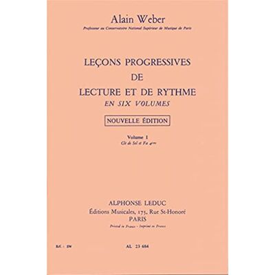 Alain, Weber Leçons Progressives de lecture et de rythme Vol 1 - Publicité Alain, Weber Leçons Progressives de lecture et de rythme Vol 1 - Publicité