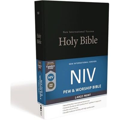 Zondervan NIV, Church Bible (Pew Bible), Large Print, Hardcover, Black, Comfort Print - Publicité Zondervan NIV, Church Bible (Pew Bible), Large Print, Hardcover, Black, Comfort Print - Publicité