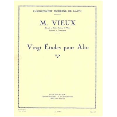 Vieux, Maurice (comp 20 ETUDES ALTO - Publicité Vieux, Maurice (comp 20 ETUDES ALTO - Publicité