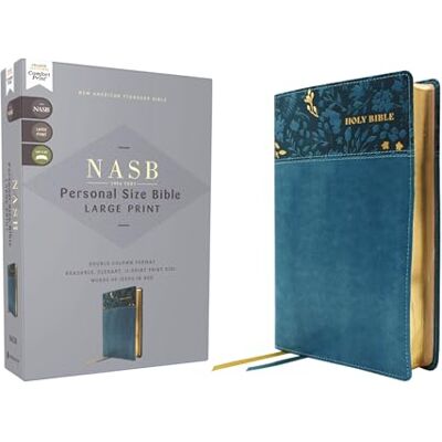 Zondervan NASB, Personal Size Bible, Large Print, Leathersoft, Teal, Red Letter, 1995 Text, Comfort Print - Publicité Zondervan NASB, Personal Size Bible, Large Print, Leathersoft, Teal, Red Letter, 1995 Text, Comfort Print - Publicité