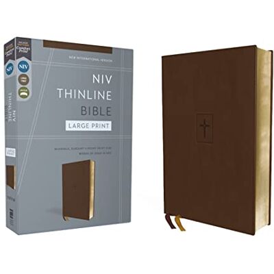 Zondervan NIV, Thinline Bible, Large Print, Leathersoft, Brown, Red Letter, Comfort Print - Publicité Zondervan NIV, Thinline Bible, Large Print, Leathersoft, Brown, Red Letter, Comfort Print - Publicité