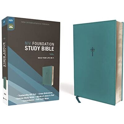 Zondervan NIV, Foundation Study Bible, Leathersoft, Teal, Red Letter - Publicité Zondervan NIV, Foundation Study Bible, Leathersoft, Teal, Red Letter - Publicité