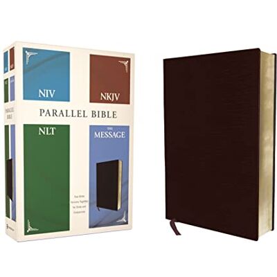 Zondervan NIV, NKJV, NLT, The Message, (Contemporary Comparative) Parallel Bible, Bonded Leather, Burgundy - Publicité Zondervan NIV, NKJV, NLT, The Message, (Contemporary Comparative) Parallel Bible, Bonded Leather, Burgundy - Publicité