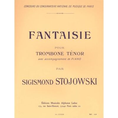 Stojowski, Sigismond FANTAISIE TROMBONE TENOR ET PIANO - Publicité Stojowski, Sigismond FANTAISIE TROMBONE TENOR ET PIANO - Publicité