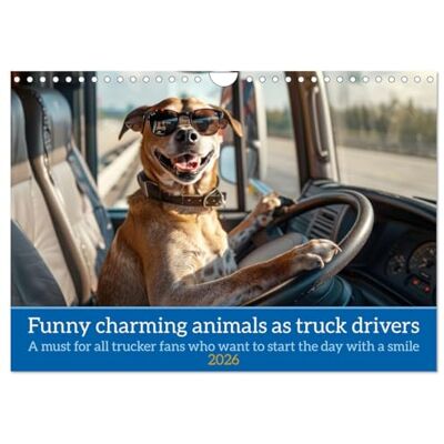 Ruebsamen, Peter Funny charming animals as truck drivers (Wall Calendar 2026 DIN A4 landscape), CALVENDO 12 Month Wall Calendar: For all lorry and trucker fans who want to start the day with a smile - Publicité Ruebsamen, Peter Funny charming animals as truck drivers (Wall Calendar 2026 DIN A4 landscape), CALVENDO 12 Month Wall Calendar: For all lorry and trucker fans who want to start the day with a smile - Publicité