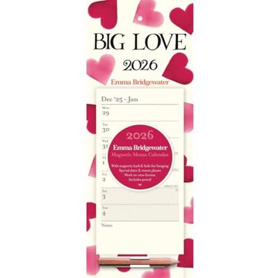 Carousel Calendars Carousel Worldwide, Emma Bridgewater Calendrier semainier magnétique 2026 Motif cœurs roses - Publicité Carousel Calendars Carousel Worldwide, Emma Bridgewater Calendrier semainier magnétique 2026 Motif cœurs roses - Publicité
