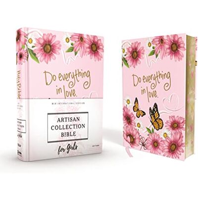 Zondervan NIV, Artisan Collection Bible for Girls, Cloth over Board, Pink Daisies, Designed Edges under Gilding, Red Letter, Comfort Print - Publicité Zondervan NIV, Artisan Collection Bible for Girls, Cloth over Board, Pink Daisies, Designed Edges under Gilding, Red Letter, Comfort Print - Publicité