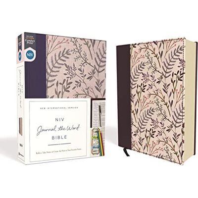 Zondervan NIV, Journal the Word Bible (Perfect for Note-Taking), Cloth over Board, Pink Floral, Red Letter, Comfort Print: Reflect, Take Notes, or Create Art Next to Your Favorite Verses - Publicité Zondervan NIV, Journal the Word Bible (Perfect for Note-Taking), Cloth over Board, Pink Floral, Red Letter, Comfort Print: Reflect, Take Notes, or Create Art Next to Your Favorite Verses - Publicité