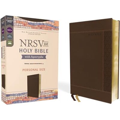 Zondervan NRSVue, Holy Bible with Apocrypha, Personal Size, Leathersoft, Brown, Comfort Print - Publicité Zondervan NRSVue, Holy Bible with Apocrypha, Personal Size, Leathersoft, Brown, Comfort Print - Publicité