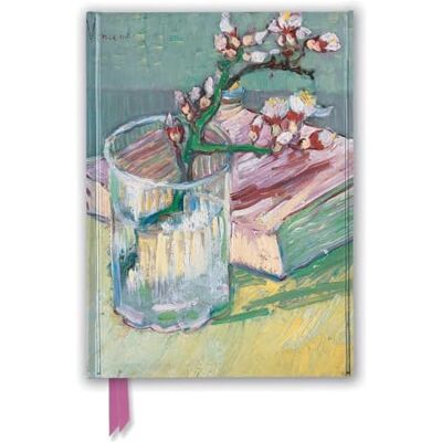 Flowering Almond Branch in a Glass with a Book Notebook - Publicité Flowering Almond Branch in a Glass with a Book Notebook - Publicité
