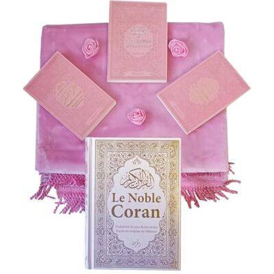 Collectif Pack Cadeau Femme Musulmane (Le Noble Coran Tapis et 3 Livres rose clair assortis) - Publicité Collectif Pack Cadeau Femme Musulmane (Le Noble Coran Tapis et 3 Livres rose clair assortis) - Publicité