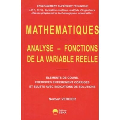 Verdier, N. Mathématiques : analyse, fonctions de la variable réelle, tome 1 - Publicité Verdier, N. Mathématiques : analyse, fonctions de la variable réelle, tome 1 - Publicité