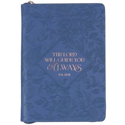 Christian Art Gifts Blue Vegan Leather Zipped Journal, Inspirational Women's Notebook the Lord Will Guide Scripture, Flexible Cover, 336 Ruled Pages, Ribbon Bookmark, Isa. 58:11 Bible Verse - Publicité Christian Art Gifts Blue Vegan Leather Zipped Journal, Inspirational Women's Notebook the Lord Will Guide Scripture, Flexible Cover, 336 Ruled Pages, Ribbon Bookmark, Isa. 58:11 Bible Verse - Publicité
