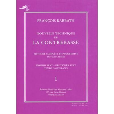 Rabbath, Francois (c Nouvelle Technique de la Contrebasse, Cahier 1. Comprend Enregistrement(s) en ligne - Publicité Rabbath, Francois (c Nouvelle Technique de la Contrebasse, Cahier 1. Comprend Enregistrement(s) en ligne - Publicité