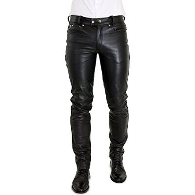 Bockle® Big Cheeker Pantalon en Cuir Noir pour Homme Fermeture Boutons, Size: 29W / 30L - Publicité Bockle® Big Cheeker Pantalon en Cuir Noir pour Homme Fermeture Boutons, Size: 29W / 30L - Publicité