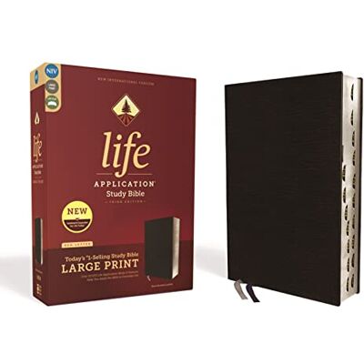 Zondervan NIV, Life Application Study Bible, Third Edition, Large Print, Bonded Leather, Black, Red Letter, Thumb Indexed - Publicité Zondervan NIV, Life Application Study Bible, Third Edition, Large Print, Bonded Leather, Black, Red Letter, Thumb Indexed - Publicité