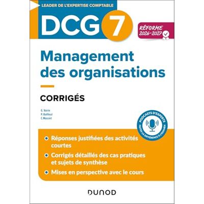 Voirin, Gilles DCG 7 Management des organisations Corrigés Réforme 2026-2027 - Publicité Voirin, Gilles DCG 7 Management des organisations Corrigés Réforme 2026-2027 - Publicité