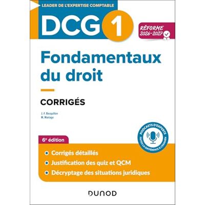 Bocquillon, Jean-François DCG 1 Fondamentaux du droit Corrigés Réforme 2026-2027 - Publicité Bocquillon, Jean-François DCG 1 Fondamentaux du droit Corrigés Réforme 2026-2027 - Publicité