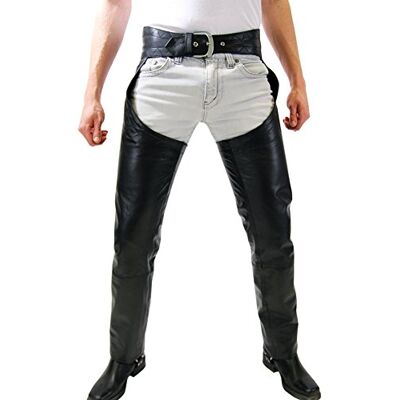 Bockle® 1991 Chaps en Cuir Lisse Noir pour Homme Casual, Size: W29/L32 - Publicité Bockle® 1991 Chaps en Cuir Lisse Noir pour Homme Casual, Size: W29/L32 - Publicité