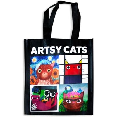 MudPuppy Artsy Cats Reusable Shopping Bag - Publicité MudPuppy Artsy Cats Reusable Shopping Bag - Publicité