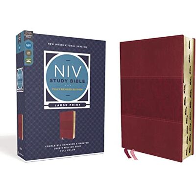 Zondervan NIV Study Bible, Fully Revised Edition (Study Deeply. Believe Wholeheartedly.), Large Print, Leathersoft, Burgundy, Red Letter, Thumb Indexed, Comfort Print - Publicité Zondervan NIV Study Bible, Fully Revised Edition (Study Deeply. Believe Wholeheartedly.), Large Print, Leathersoft, Burgundy, Red Letter, Thumb Indexed, Comfort Print - Publicité