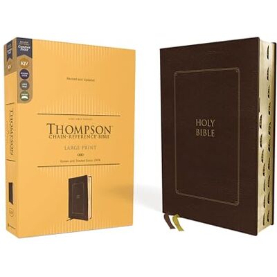 Zondervan KJV, Thompson Chain-Reference Bible, Large Print, Leathersoft, Brown, Red Letter, Thumb Indexed, Comfort Print - Publicité Zondervan KJV, Thompson Chain-Reference Bible, Large Print, Leathersoft, Brown, Red Letter, Thumb Indexed, Comfort Print - Publicité