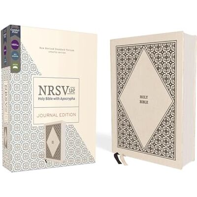 Zondervan NRSVue, Holy Bible with Apocrypha, Journal Edition, Cloth over Board, Cream, Comfort Print - Publicité Zondervan NRSVue, Holy Bible with Apocrypha, Journal Edition, Cloth over Board, Cream, Comfort Print - Publicité