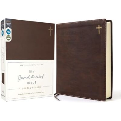 Zondervan NIV, Journal the Word Bible (Perfect for Note-Taking), Double-Column, Leathersoft, Brown, Red Letter, Comfort Print: Reflect, Take Notes, or Create Art Next to Your Favorite Verses - Publicité Zondervan NIV, Journal the Word Bible (Perfect for Note-Taking), Double-Column, Leathersoft, Brown, Red Letter, Comfort Print: Reflect, Take Notes, or Create Art Next to Your Favorite Verses - Publicité