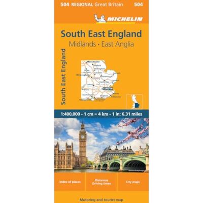 Michelin Map Great Britain: England, Southeast, Midlands & East Anglia Map 504 - Publicité Michelin Map Great Britain: England, Southeast, Midlands & East Anglia Map 504 - Publicité