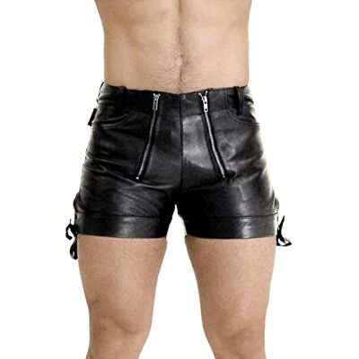 Bockle Short Pantalon Courts en Cuir, Size: W31/L30 - Publicité Bockle Short Pantalon Courts en Cuir, Size: W31/L30 - Publicité