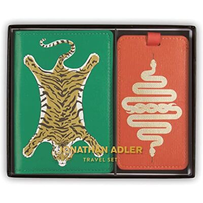 Galison Jonathan Adler Safari Travel Set Portefeuille de voyage en cuir brun pour les voyageurs adultes unisexes, fermeture éclair, moderne, distinctif - Publicité Galison Jonathan Adler Safari Travel Set Portefeuille de voyage en cuir brun pour les voyageurs adultes unisexes, fermeture éclair, moderne, distinctif - Publicité