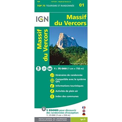 Ign Top75001 Massif du Vercors 1/75.000 - Publicité Ign Top75001 Massif du Vercors 1/75.000 - Publicité