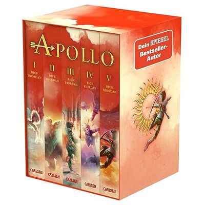 Riordan, Rick Die Abenteuer des Apollo: Taschenbuchschuber Bände 1-5: Urkomische Fantasy-Reihe ab 12 Jahren über griechisch-römische Gottheiten in der modernen Welt - Publicité Riordan, Rick Die Abenteuer des Apollo: Taschenbuchschuber Bände 1-5: Urkomische Fantasy-Reihe ab 12 Jahren über griechisch-römische Gottheiten in der modernen Welt - Publicité