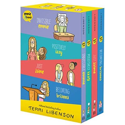 Libenson, Terri Emmie & Friends 4-Book Box Set: Invisible Emmie, Positively Izzy, Just Jaime, Becoming Brianna (A Graphic Novel Box Set) – Tween Comics About School ... Drama, and Frenemies for Children (Ages 8-12) - Publicité Libenson, Terri Emmie & Friends 4-Book Box Set: Invisible Emmie, Positively Izzy, Just Jaime, Becoming Brianna (A Graphic Novel Box Set) – Tween Comics About School ... Drama, and Frenemies for Children (Ages 8-12) - Publicité