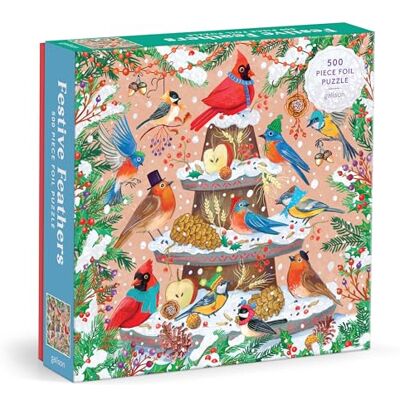 Galison Festive Feathers 500 Piece Foil Puzzle - Publicité Galison Festive Feathers 500 Piece Foil Puzzle - Publicité