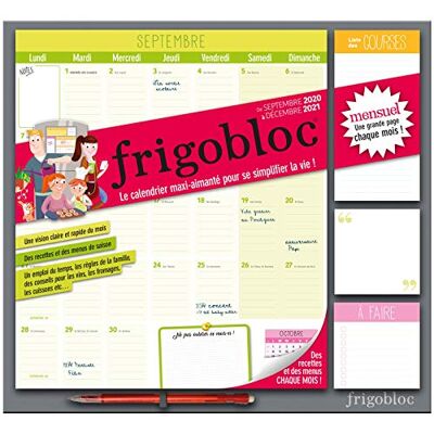 Frigobloc 2021 Mensuel Calendrier d'organisation familiale par mois (de sept 2020 à décembre 2021) - Publicité Frigobloc 2021 Mensuel Calendrier d'organisation familiale par mois (de sept 2020 à décembre 2021) - Publicité