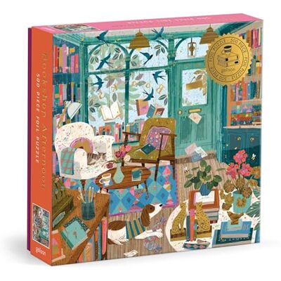Galison Bookshop Afternoon 500 Piece Foil Puzzle - Publicité Galison Bookshop Afternoon 500 Piece Foil Puzzle - Publicité