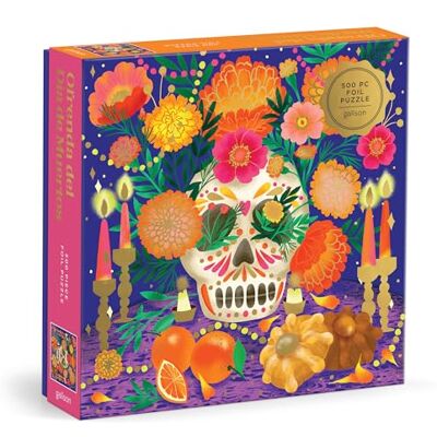 Galison Ofrenda Del Día de Muertos 500 Piece Foil Puzzle - Publicité Galison Ofrenda Del Día de Muertos 500 Piece Foil Puzzle - Publicité
