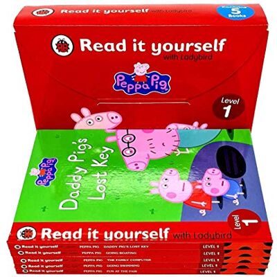 Peppa Pig Read It Yourself with Ladybird Level 1: 5 Books Collection Set (Daddy Pig's Lost Key, Going Boating, Family Computer, Going Swimming, Fun at the Fair) - Publicité Peppa Pig Read It Yourself with Ladybird Level 1: 5 Books Collection Set (Daddy Pig's Lost Key, Going Boating, Family Computer, Going Swimming, Fun at the Fair) - Publicité