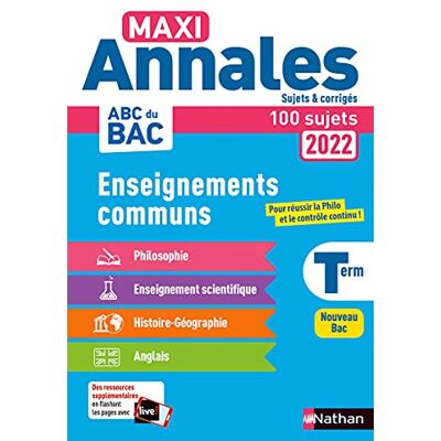 Collectif Maxi-Annales ABC du BAC 2022 Tout en un Tle : Philosophie Histoire-Géographie Ens. scientifique Anglais Sujets et corrigés Enseignements ... Terminale Contrôle continu Nouveau Bac (20) - Publicité Collectif Maxi-Annales ABC du BAC 2022 Tout en un Tle : Philosophie Histoire-Géographie Ens. scientifique Anglais Sujets et corrigés Enseignements ... Terminale Contrôle continu Nouveau Bac (20) - Publicité