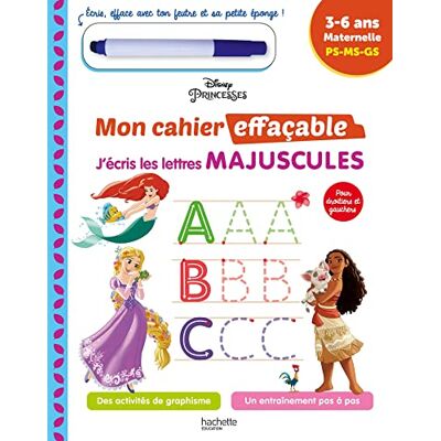 Collectif Disney Princesses Mon cahier effaçable J'écris les lettres majuscules (3-6 ans) - Publicité Collectif Disney Princesses Mon cahier effaçable J'écris les lettres majuscules (3-6 ans) - Publicité